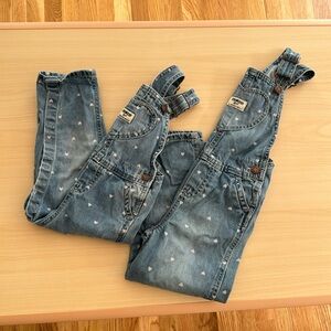 OshKosh B'gosh Denim Heart Print Overalls - Blue with White Hearts